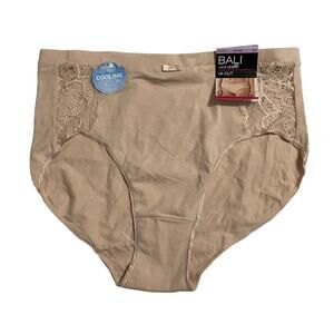Bali Comfort Revolution Lace Desire Underwear Panty Size M/6 Hi Cut DFCD62 Tan
